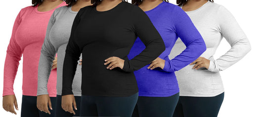 Women's Plus-Size Long-Sleeved Crew-Neck Tee