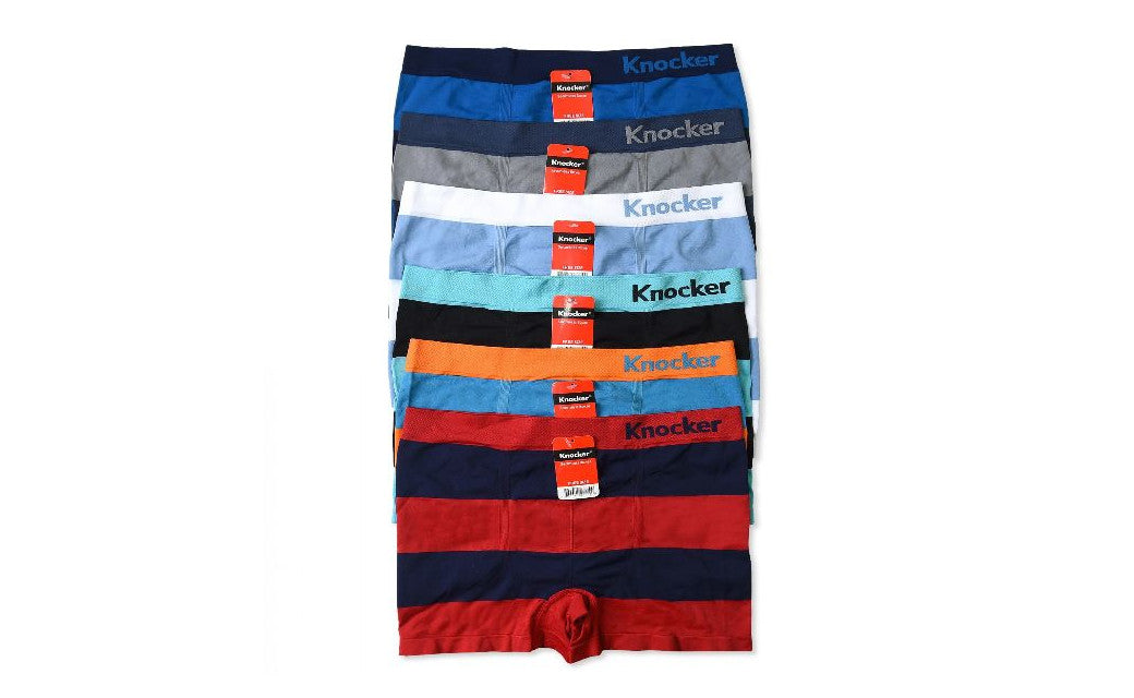 Knocker's Men Athletic Seamless Boxer Briefs (12 Pack) BOLD STRIPES